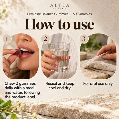 Altea Naturals® Feminine Balance Gummies — 60 Gummies — How to use