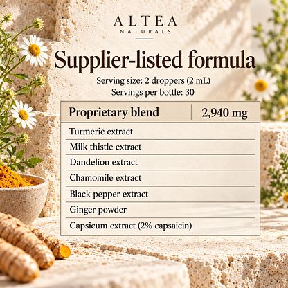 Altea Naturals Turmeric Curcumin Liquid Drops — facts
