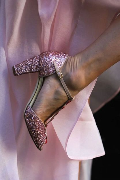 Pink and Red Glitter Sandals with T-Bar Strap, Heart and Block Heel