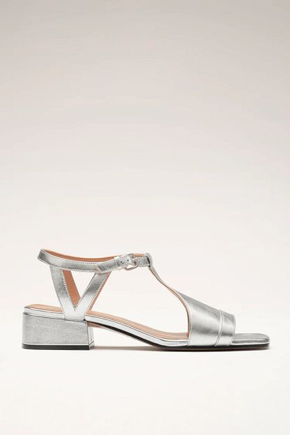 Sandals with Crossover Straps and Low Block Heel
