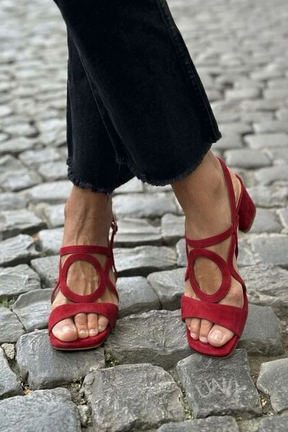 Yellow Cut-Out Square-Toe Slingback Heeled Sandals