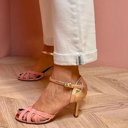Colour-Block Peep-Toe Cut-Out Stilettos