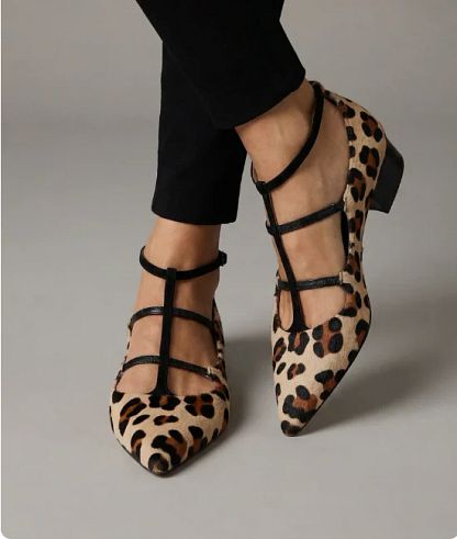 Aurora | Heeled Shoes with Leopard-Print Strap