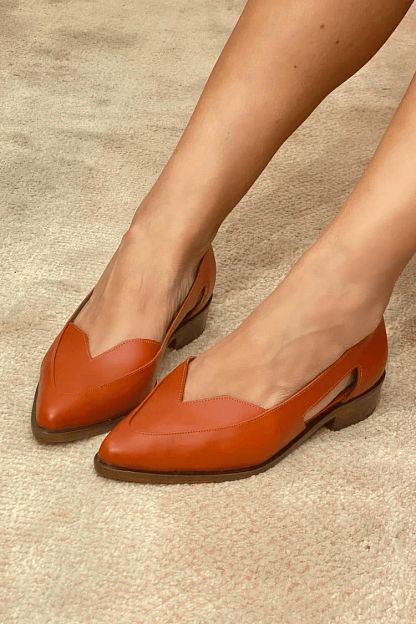 Casual Navy Pointed-Toe Cut-Out Slip-On Flats