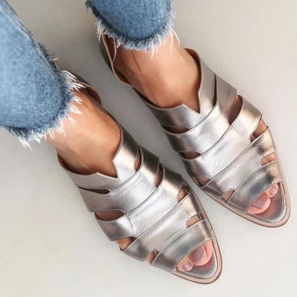 Casual Pointed Peep-Toe Cut-Out Slip-On Flats