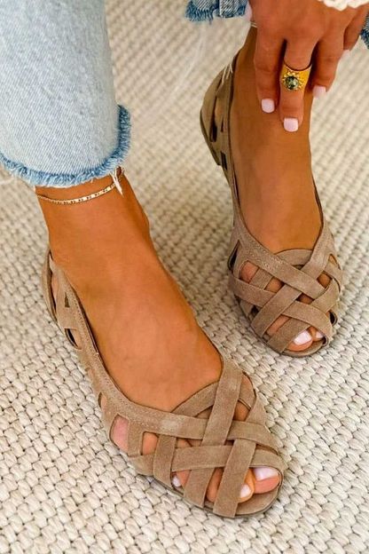 Casual Flat Woven Open-Toe Sandals with Crossover Straps