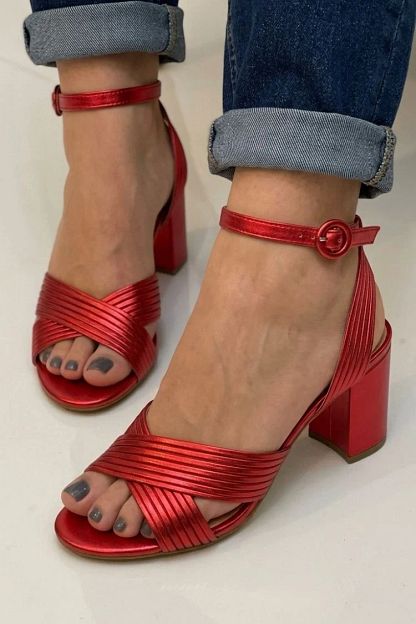 Gold Sandals with Ankle Strap