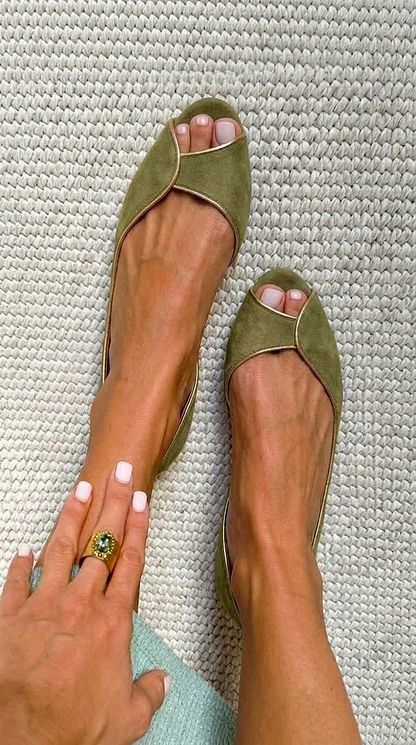 Beige and Gold Suede Open-Toe D'Orsay Flats