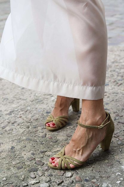 Red Suede Open-Toe Sandals with Crossover Straps