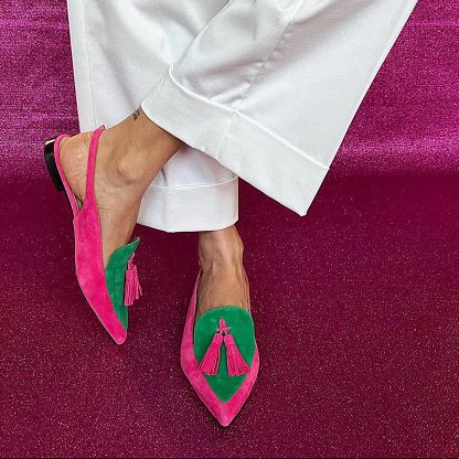 Beatrice | Fringed Ballet Flats with Ankle Strap