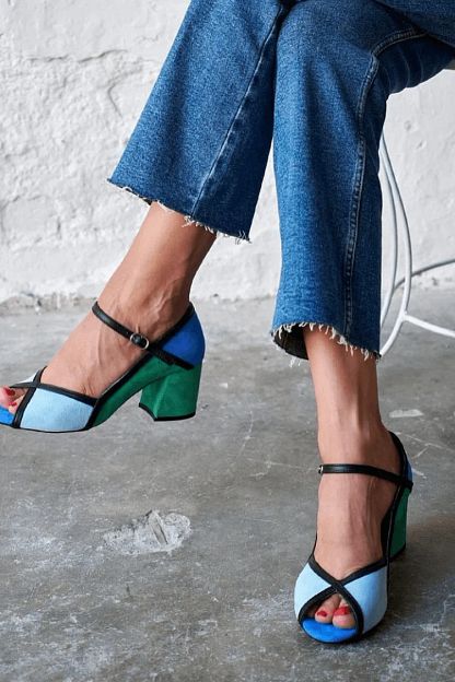 Colour-Block Stilettos with Buckle and T-Bar Strap