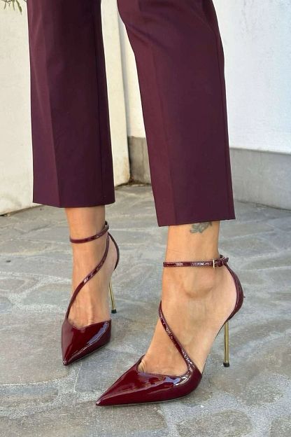 Black Patent Stilettos with Ankle Strap