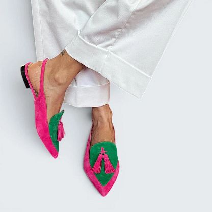 Beatrice | Fringed Ballet Flats with Ankle Strap