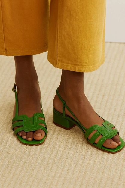 Strappy Slingback Sandals with Block Heel