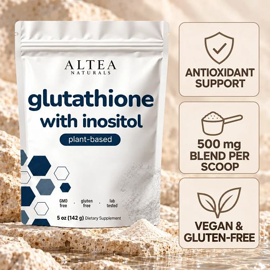Altea Naturals Glutathione with Inositol Powder — 5 oz, 2-in-1 vegan formula