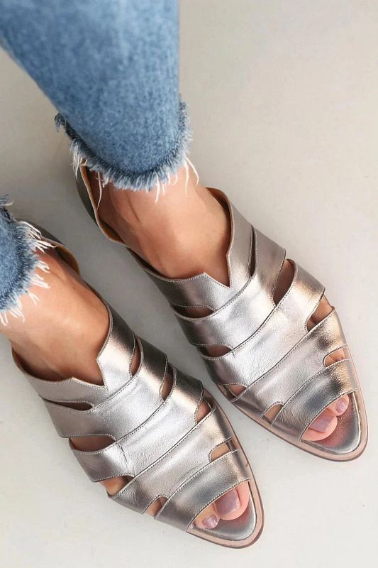 Casual Pointed Peep-Toe Cut-Out Slip-On Flats
