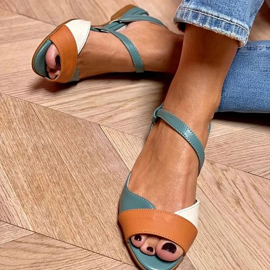 Colour-Block Quilted Peep-Toe Slingback Sandals
