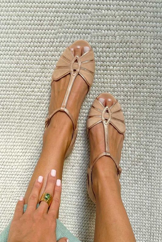 Retro Peep-Toe Sandals with T-Bar Strap