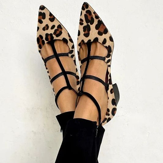 Aurora | Heeled Shoes with Leopard-Print Strap