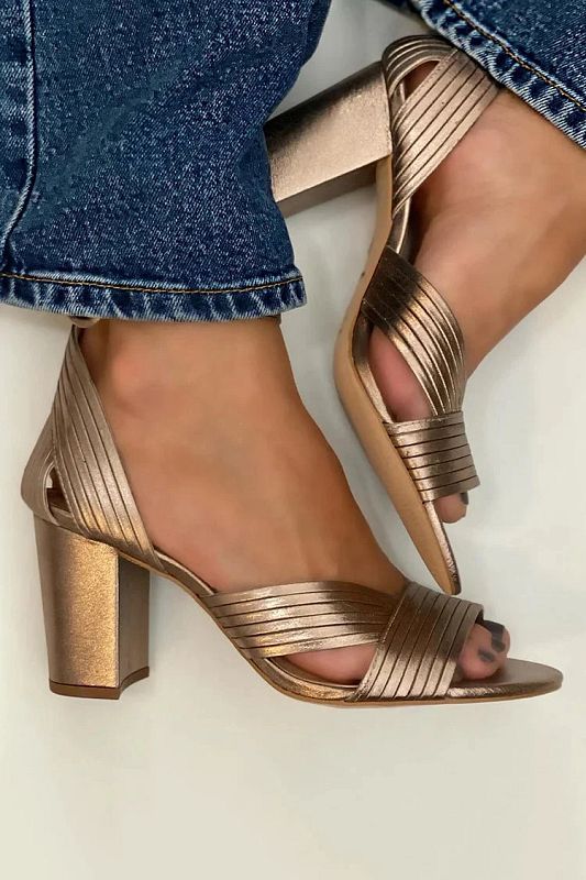Gold Sandals with Ankle Strap