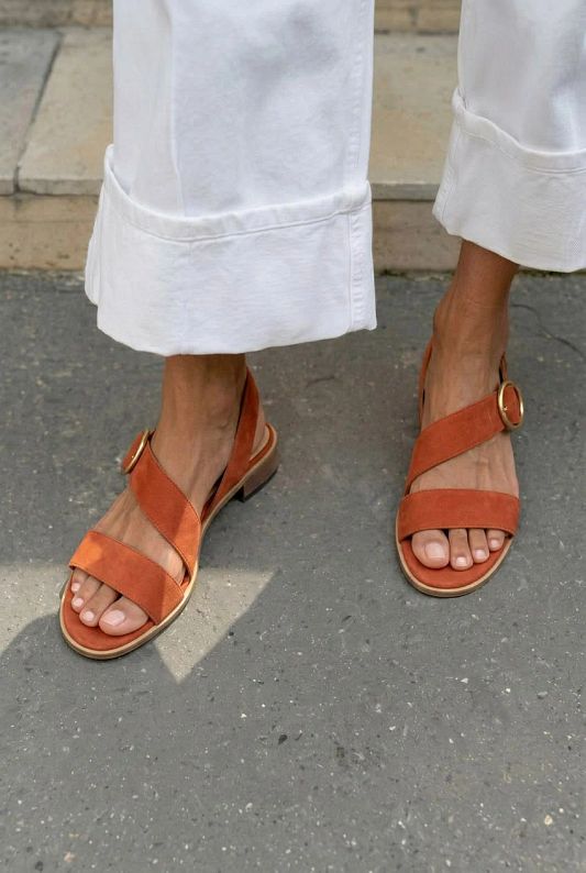 Casual Asymmetric Flat Open-Toe Sandals with Buckle