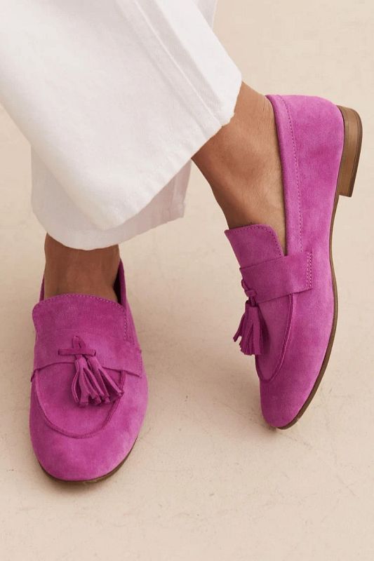 Magenta Suede Loafers