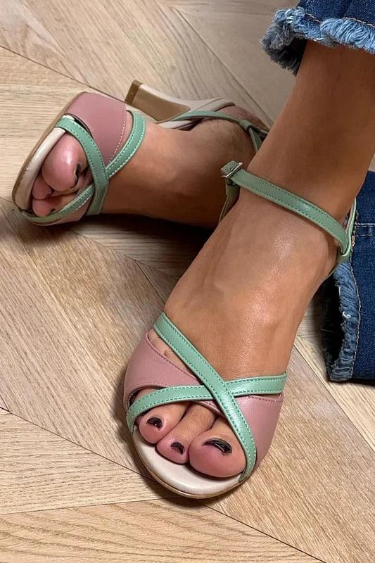 Pink Stiletto Court Shoes with Buckle, Ankle Strap and Matching Open Toe