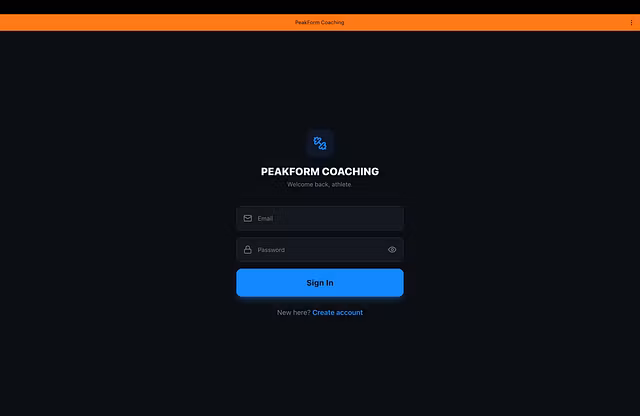 PeakForm Coaching fitness app