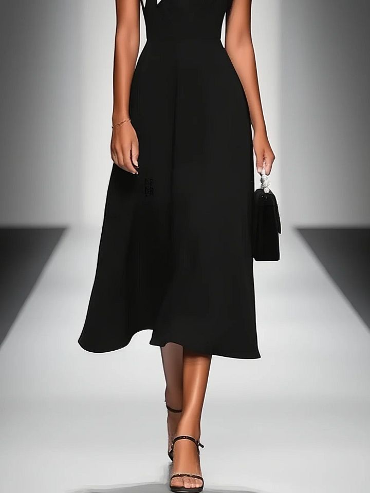 Ariane | Robe Midi Femme à Décolleté Carré et Manches Colorblock