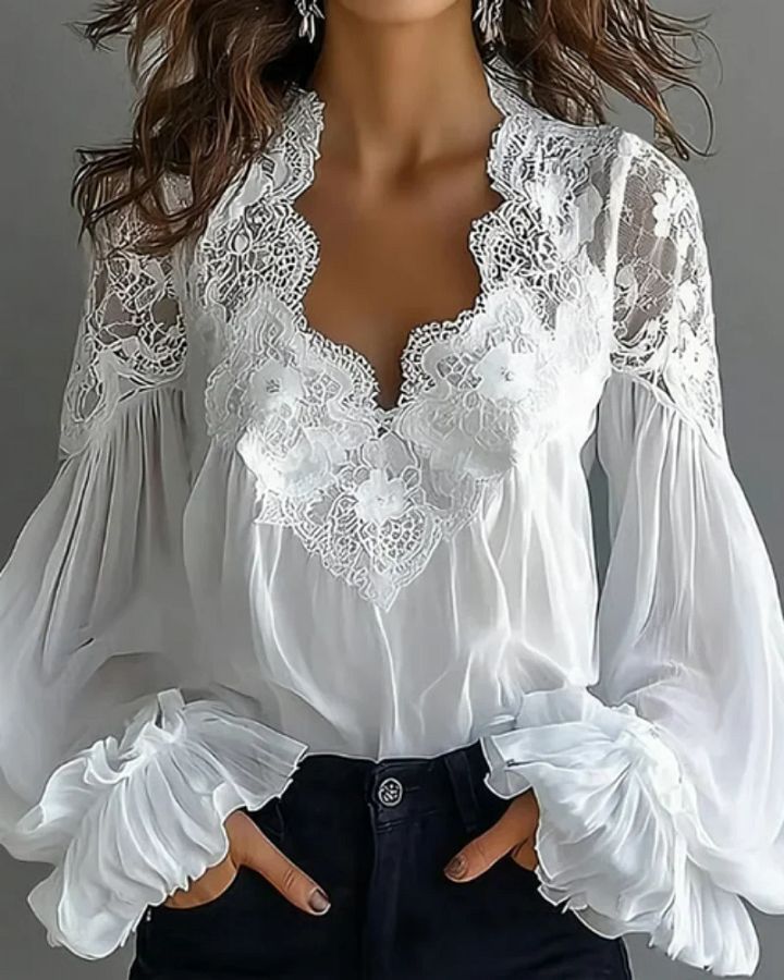 Céleste | Blouse Romantique à Dentelle