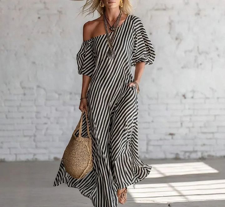 Alicia | Robe Maxi Rayée Côtière