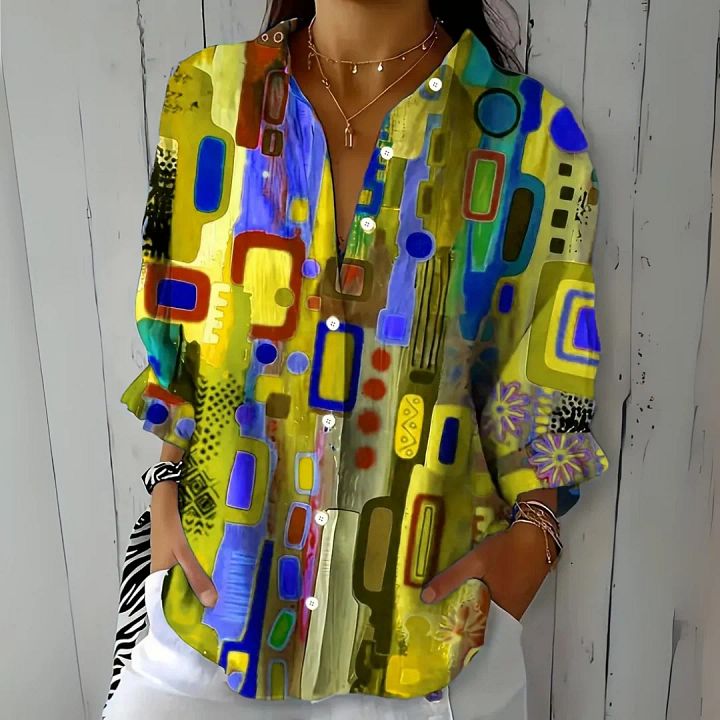 Capucine™ | Blouse Vive et Artistique à Boutons