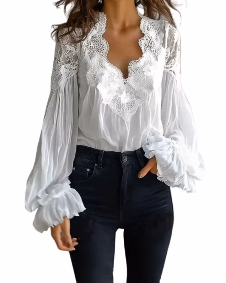 Céleste | Blouse Romantique à Dentelle