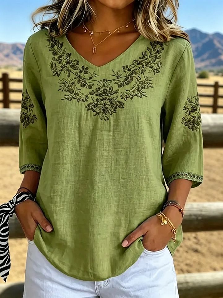 Églantine | Blouse Col V Botanique