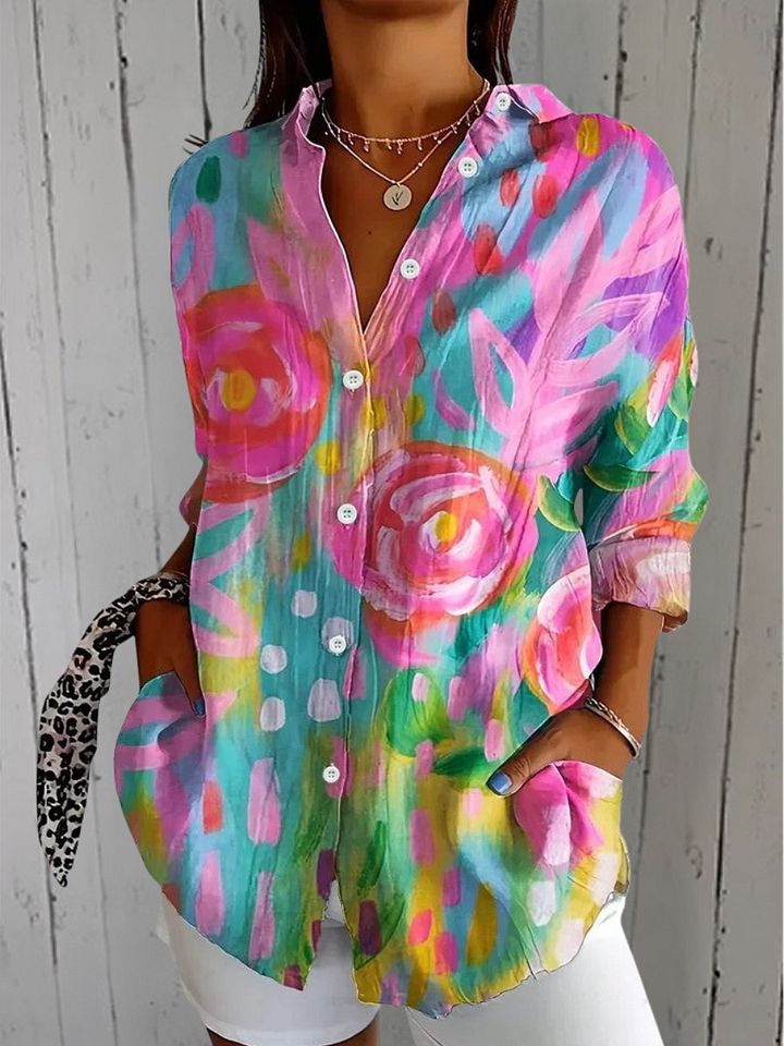 Annick™ | Blouse Artistique Vive à Boutons