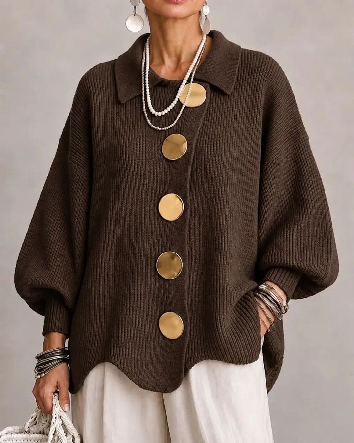 Capucine - Cardigan Boutonné Oversize à Col
