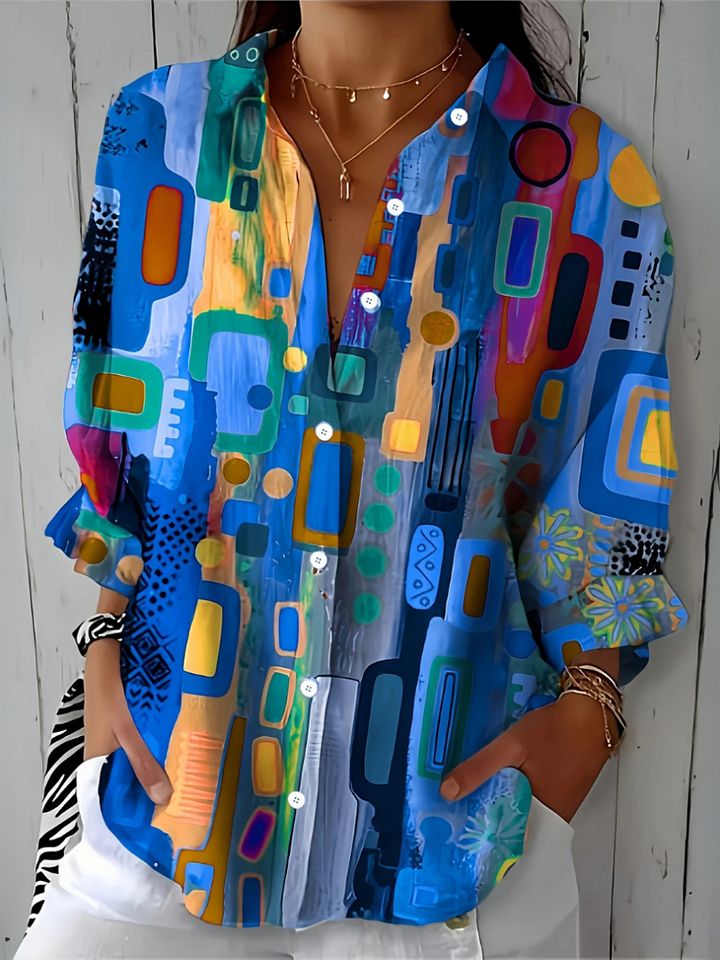Capucine™ | Blouse Vive et Artistique à Boutons