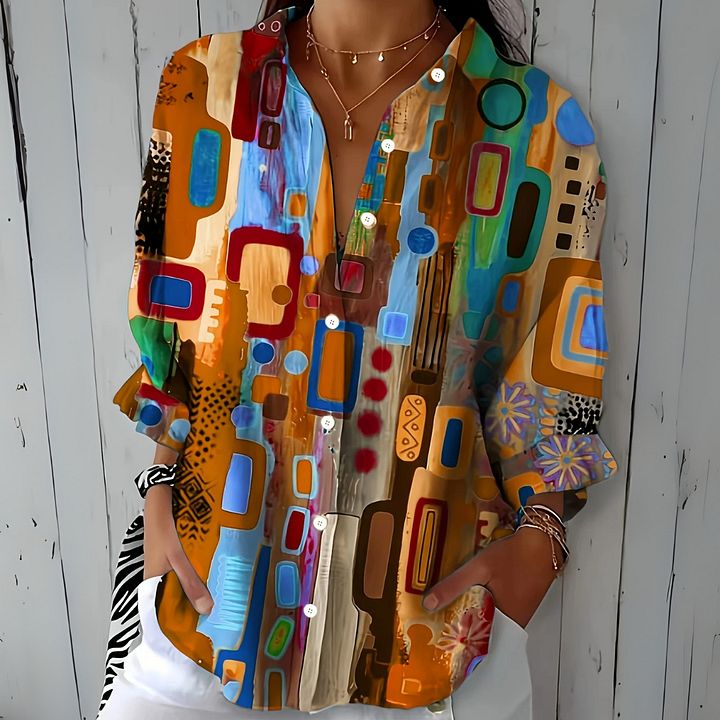 Capucine™ | Blouse Vive et Artistique à Boutons