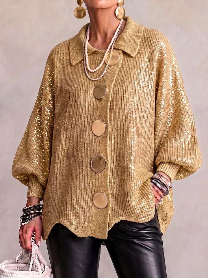 Capucine - Cardigan Boutonné Oversize à Col