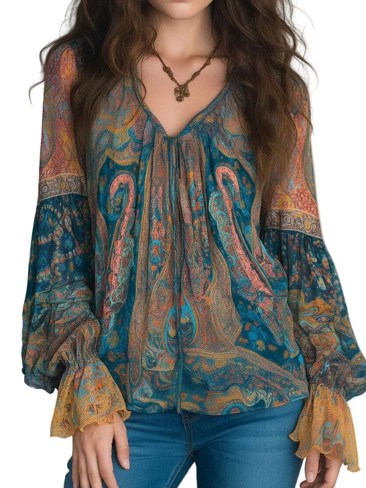 Soleil | Blouse Bohème Imprimée Cachemire