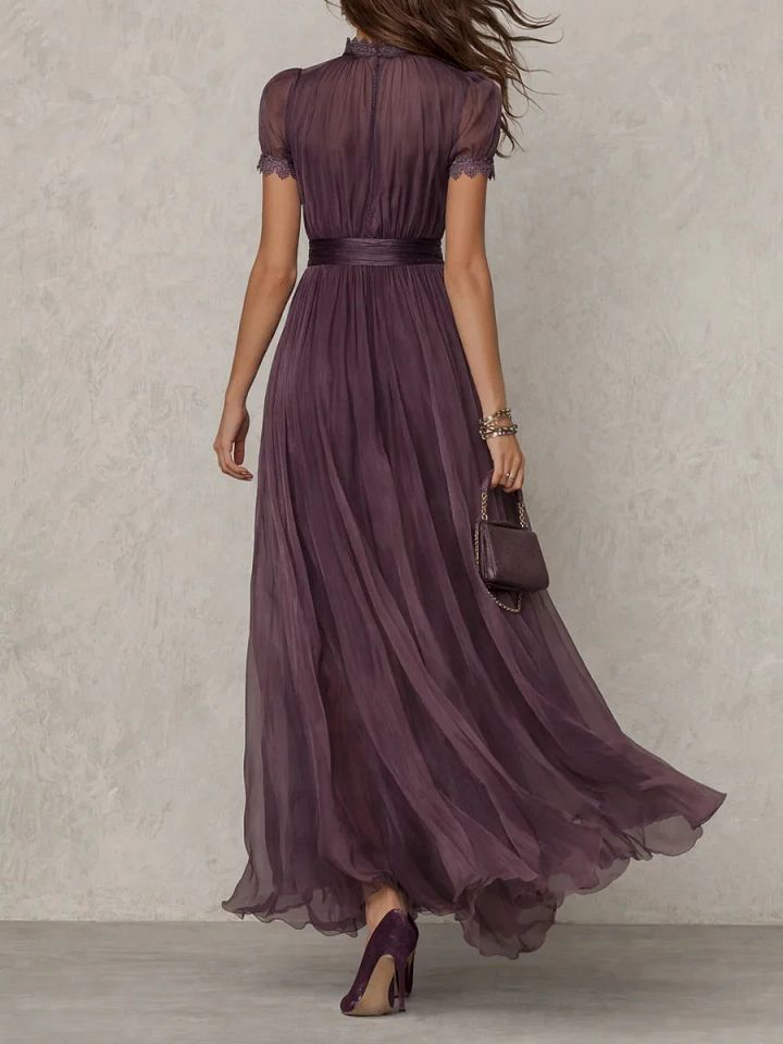 Myriam | Robe Longue en Mousseline et Dentelle