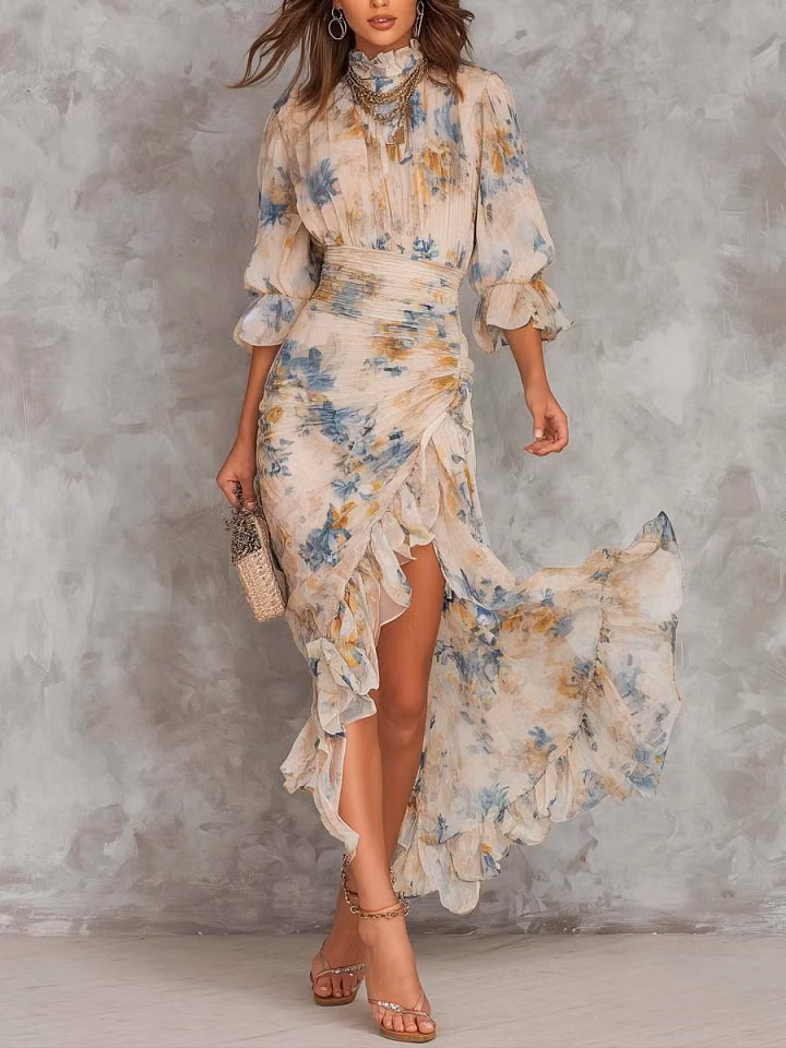 Romane | Robe Longue Mousseline Imprimée