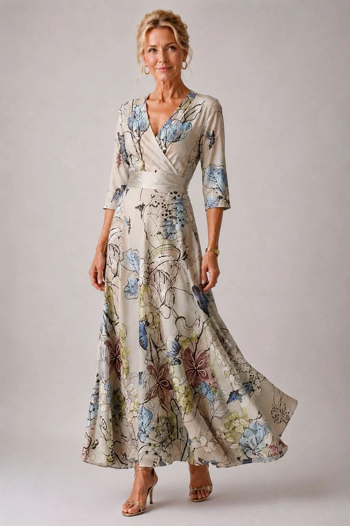 Julie | Robe Fleurie à Manches 3/4