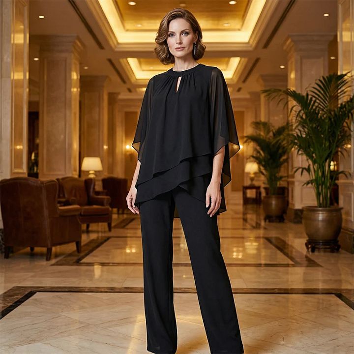 Jeannine | Ensemble Chemisier Asymétrique Superposé et Pantalon Large