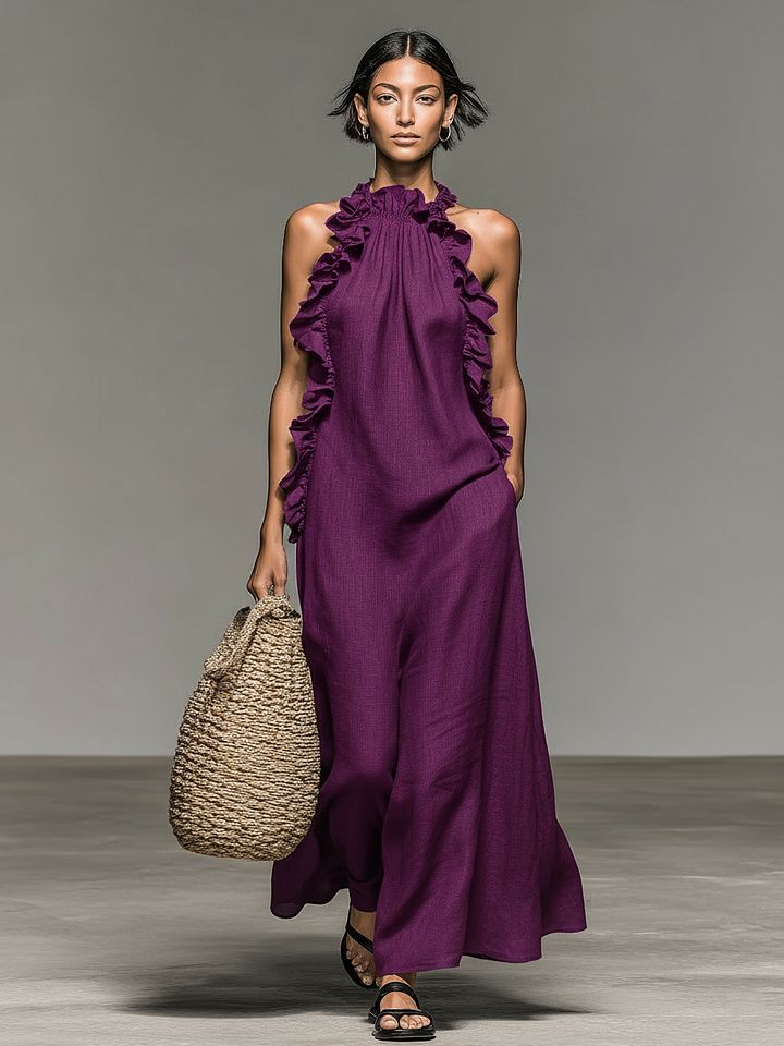 Gladys | Robe Maxi À Volants Sans Manches