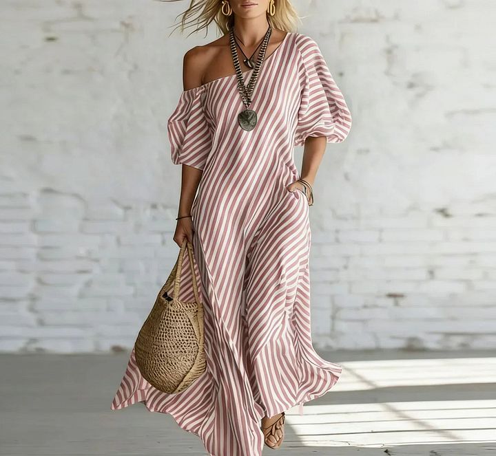 Alicia | Robe Maxi Rayée Côtière