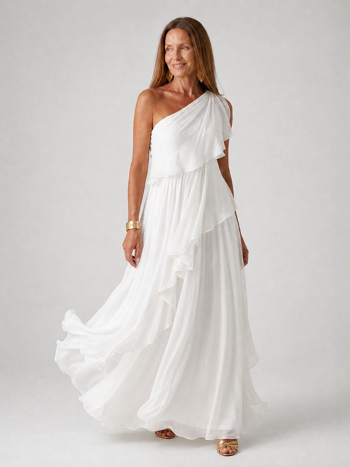 Thérèse | Robe Maxi À Une Épaule À Volants