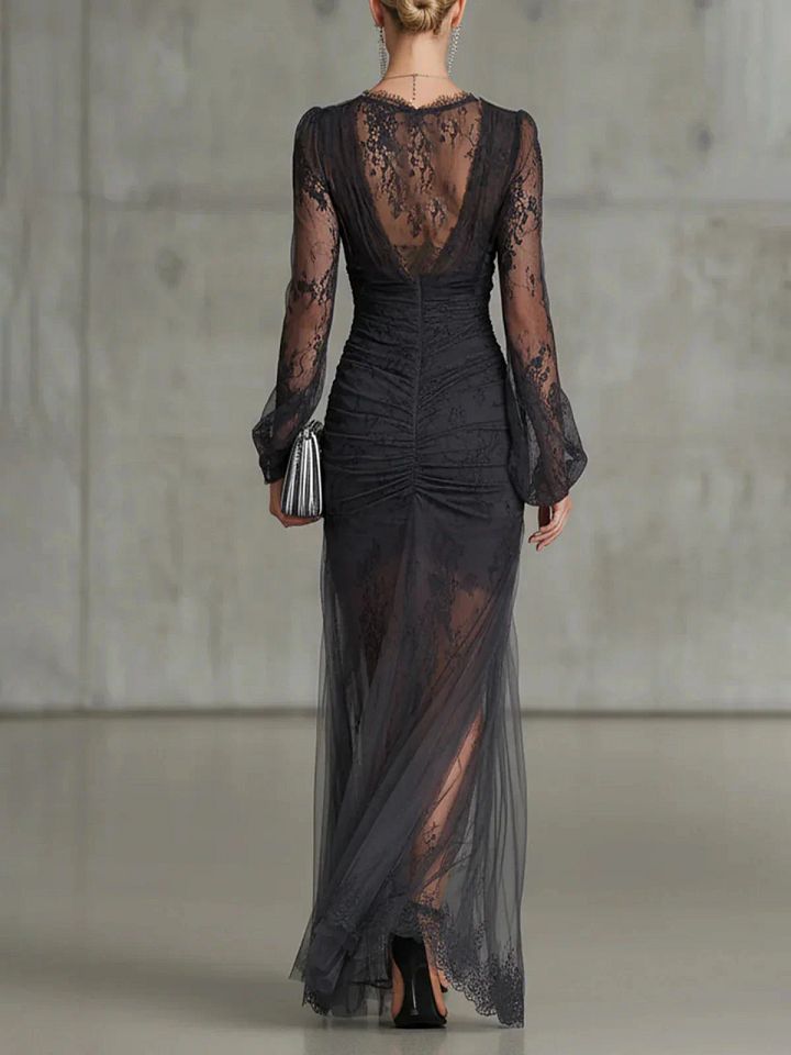 Tessa | Robe Transparente Froncée en Dentelle