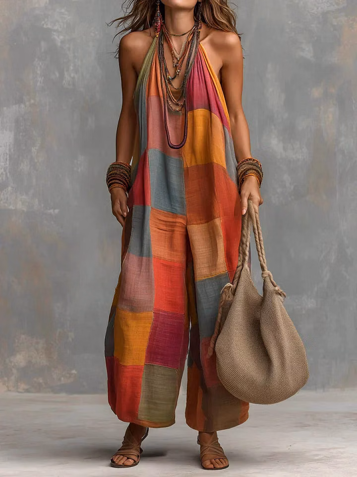 Combinaison Patchwork Bohème – Fraîcheur et liberté dans un style artistique unique