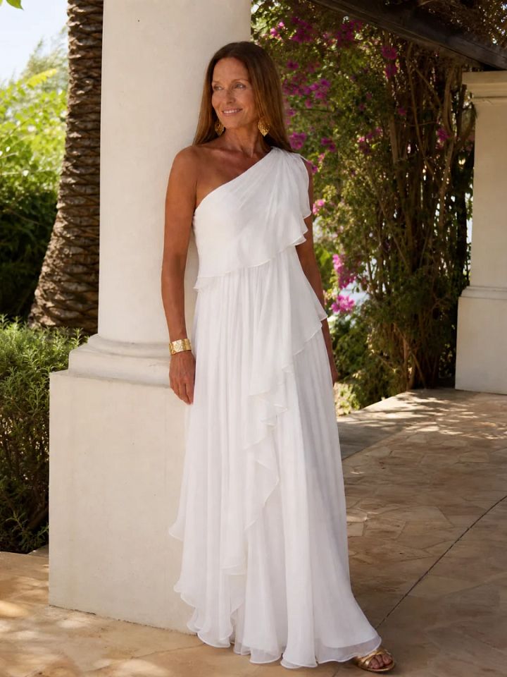 Thérèse | Robe Maxi À Une Épaule À Volants